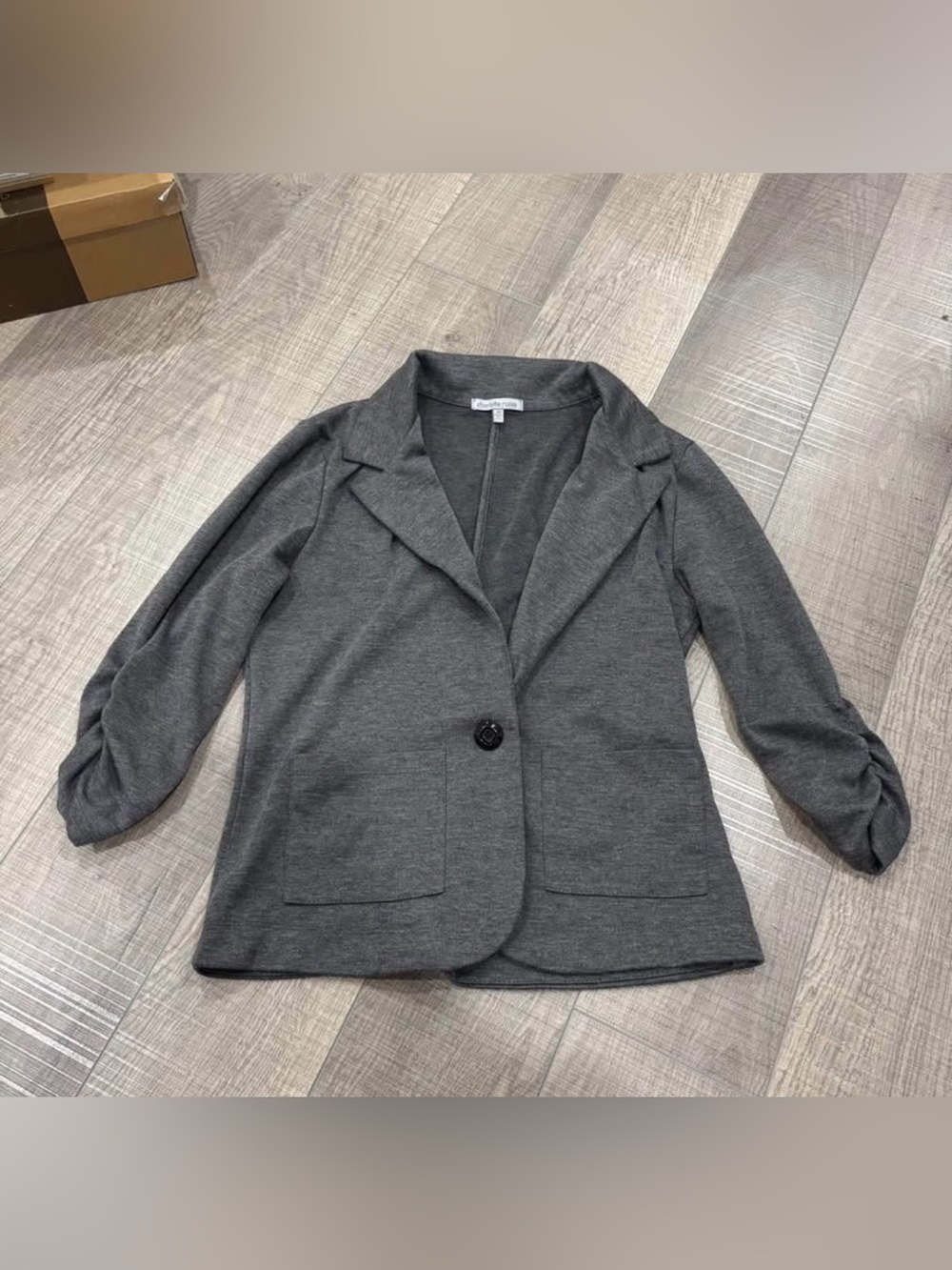 Charlotte Russe Dark Gray Single-Button Blazer no shoulder pads